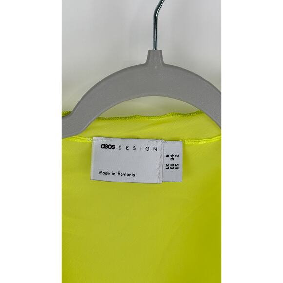 ASOS Tie Front Lettuce Edge 90s Mini Tea Dress Light Green Womens Size 2 New - Picture 7 of 13